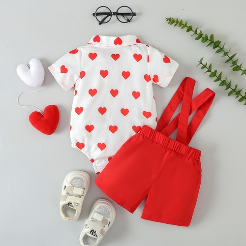 Baby Boys Gentleman Outfit Bow Tie Romper Shirt Suspender Trousers Pants Suits - Picture 4 of 12
