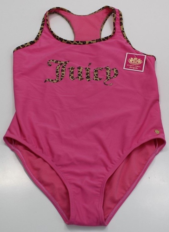 Juicy Couture Big Girls One Piece Logo Racerback Swimsuit 16 #CO18