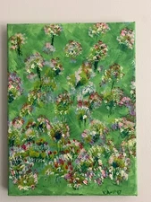 original painting direct from artist signed Wild Flowers Colorful Summer