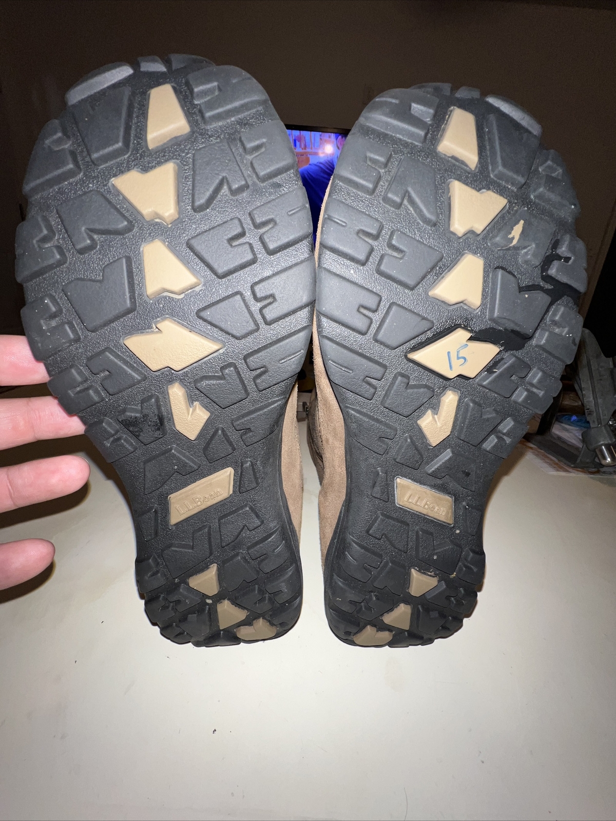 LL Bean 05455 Brown Suede Fleece Zip Up Boots Men's Size 8 1/2 M Hiking