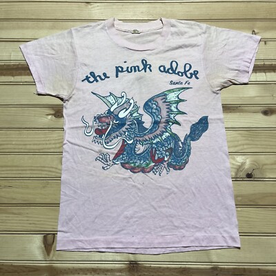 Vintage 80s The Pink Adobe Dragon Santa Fe Single Stitch Shirt Size Small