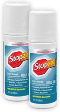 Stopain Pain Relief Roll On Gel 3oz (2 Pack) USA Made, Max Strength Fast Acting