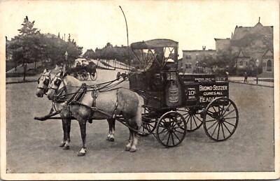 Baltimore MD Bromo-Seltzer Wagon Drawn by 2 Horses Vintage Advertising Postcard