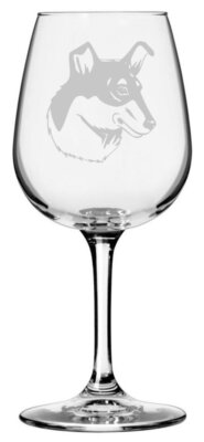 Smooth Collie Dog Themed Etched 12.75oz Wine Glass