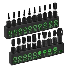 Impact Grade Security Torx Bit Set 20 PCS - Includes S2 Alloy Steel Bits