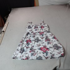 Ann Taylor LOFT Dress Womens 4 White Floral Sleeveless Fit Flare Summer Sundress