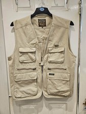 VINTAGE AIGLE French Utility Safari Angelweste Weste - Herren XXL Beige Baumwolle