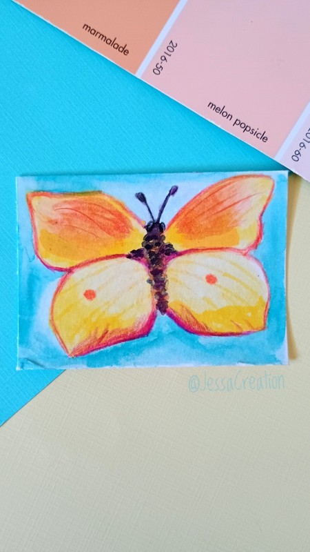 Yellow Butterfly #2 Original ACEO Mini Art OOAK JessaCreationShop