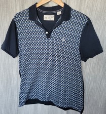 Original Penguin Polo Shirt Mens M Blue Geometric Print Golf Casual Munsingwear