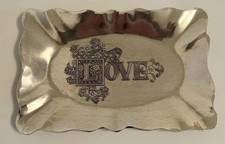 Wendell August Love Themed Hammered Aluminum Trinket Tray Made In USA Vintage
