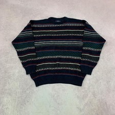 Vintage Knitted Jumper abstract patterned grandad knit sweater Men's XL