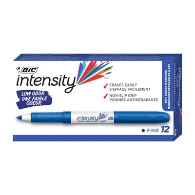 BIC Intensity Blue Low Odor Dry Erase Markers, Fine Tip, 12-Count Pack - Image 1 of 3