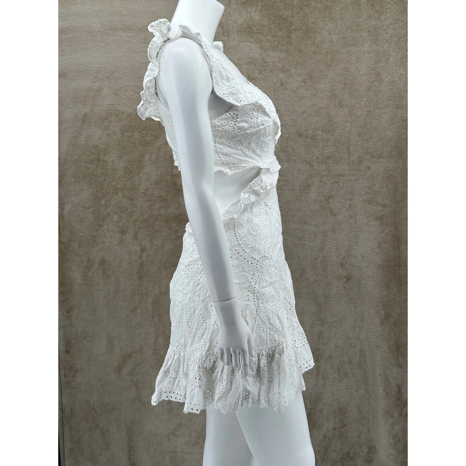 OFF WHITE Abito donna Astr the Label medio bianco sporco Elora occhielli mini boho vacanza