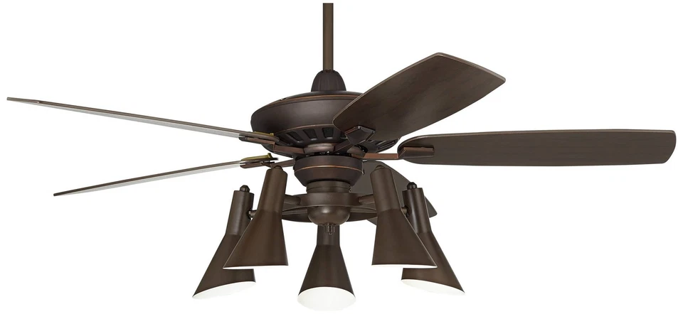52" Retro Ceiling Fan with Light Kit LED Remote Bronze 5-Light Kitchen Bedroom - Image 2 of 4