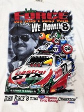 NHRA New Tshirt White M John Force 8 Time Drag Race Champion We Domin8 Cotton