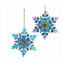 Kurt Adler Plastic Christmas Ornaments, Peacock Snowflakes, Assorted Pack of 2 