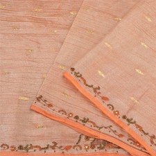 Sanskriti Vintage Peach Tissue Sarees Hand Beaded Woven Fabric Premium Sari