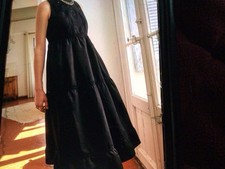 Sezane NWT’s Sleeveless Midi Black Fit & Flare Linen & Cotton Dress Size 34 (2).