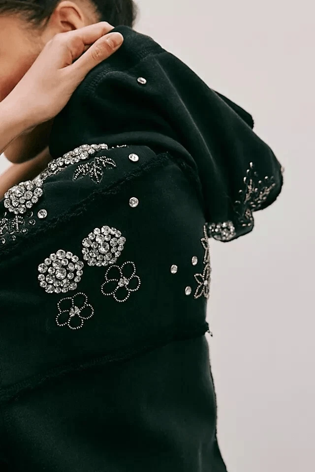 Moletom com capuz Free People We The Free Diamond In The Rough Vest enfeitado tamanho grande G - Imagem 4 de 4