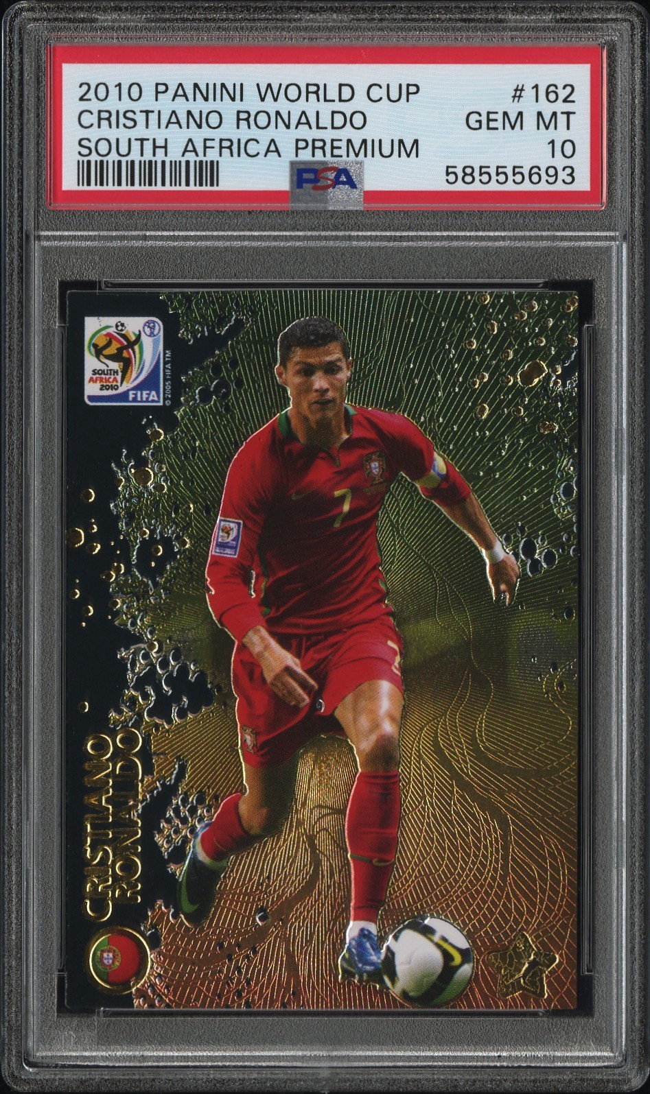2010 PANINI WORLD CUP SOUTH AFRICA PREMIUM SOCCER #162 CRISTIANO RONALDO PSA 10