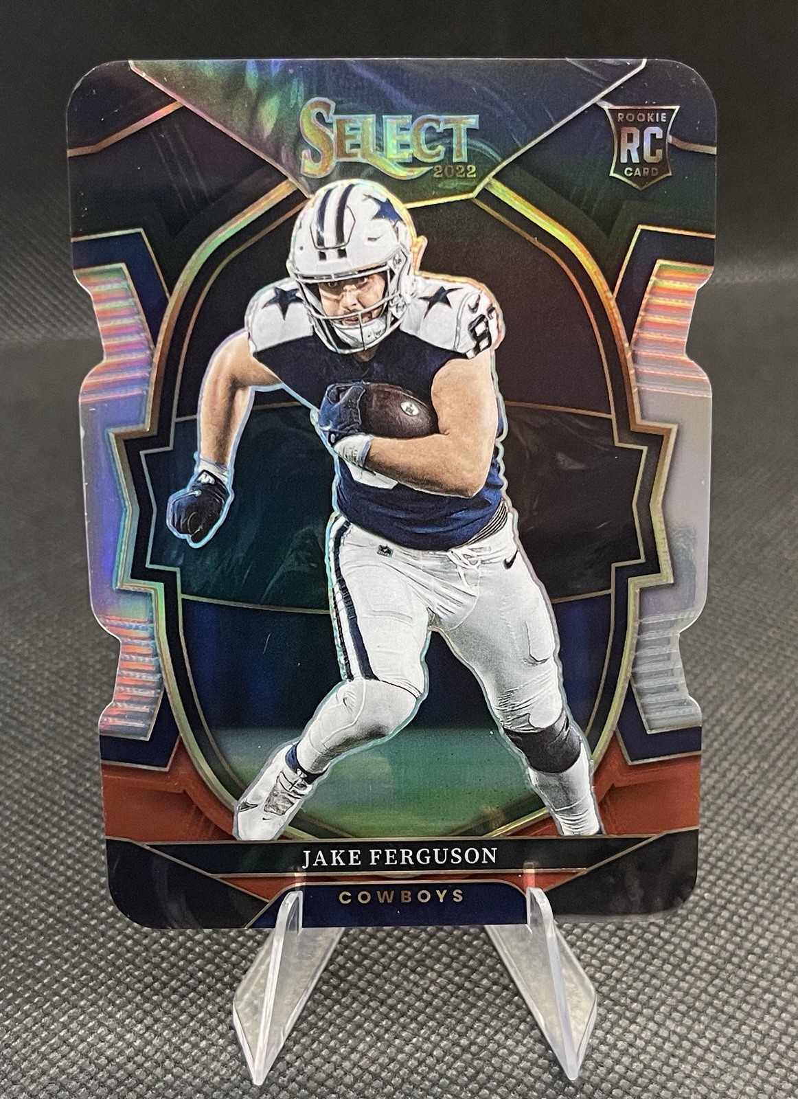 Jake Ferguson 2022 Select Black and Red Prizm Die Cut #87 RC - Dallas Cowboys