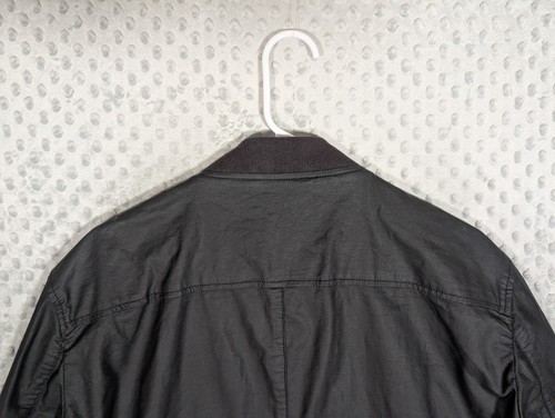 John Varvatos Linen Blend Jacket Men's Large Black Bomber Flat Collar Coated - Picture 10 of 15