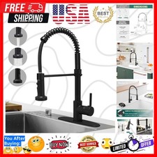 Matte Black Spring Kitchen Faucet with Pull Down Sprayer, Rv Kitchen Sink Fau...
