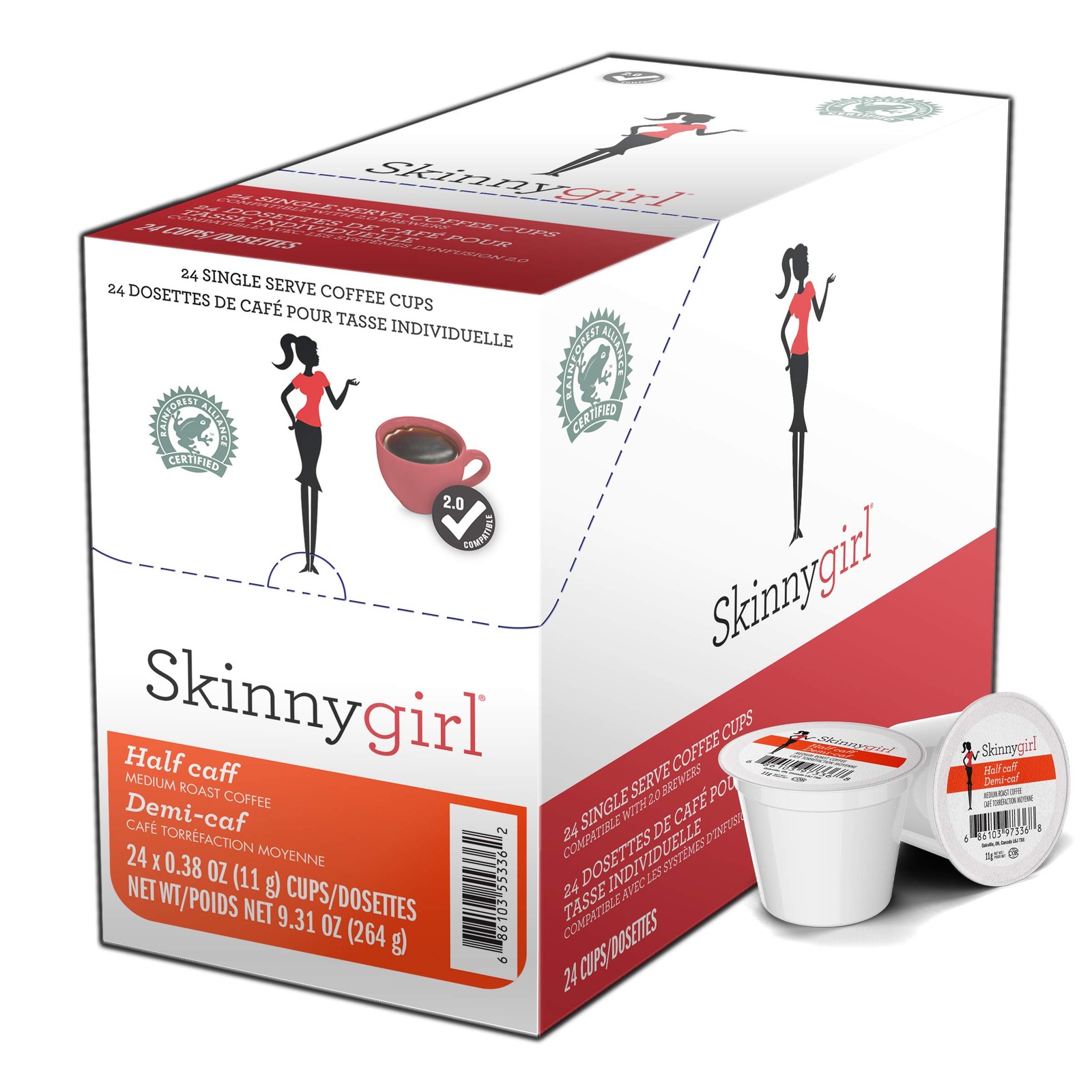 Half Caff Coffee Pods for Keurig K Cups Brewers, Reduced Caf
