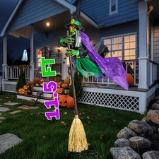Halloween Decorations Outdoor - 12 Ft Animated Hovering Witch With Black