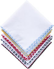 3-Pack Men  s Cotton White Pocket Squares with Color Border, 9"x9"