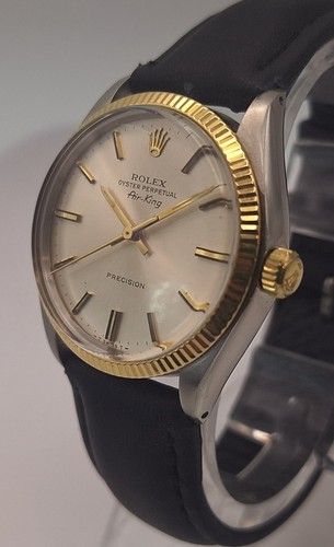 Rolex Oyster Perpetual Air-King Two Tone 14k/SS Mens Watch 5501 Orig Dial 1984