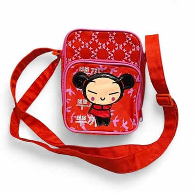 Pucca Y2K Funny Love Vooz Vintage  Korean Anime Crossbody Shoulder Bag Pink Red 