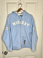 Disney Zip Sweater Size XL Mickey Mouse Winter Blue Hooded Fleece Vintage