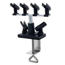 AIRBRUSH HOLDER Holds 6 Clamp-On Mount Table Bench Station Regulator Stand Kit