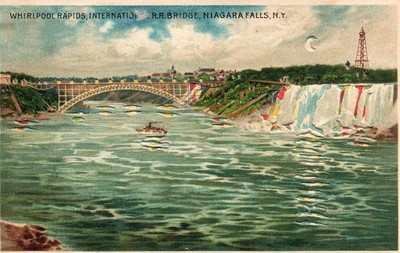 Whirlpool Rapids International Bridge Niagara Falls HTL Hold to Light postcard