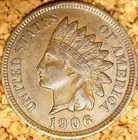 1906 Indian Head Cent - VERY FINE+++,  WARM BROWN  (M604)