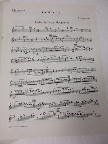 Paul Hindemith Concerto Reduction for Clarinet and Piano Sheet Music Schott - Picture 4 of 4