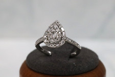 9ct White Gold Diamond Cluster Pear Ring - Size L - UK Hallmark