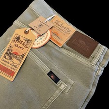 Faherty Stretch Terry 5 Pocket Pants Faded Olive Green Size 35x32 $198