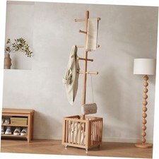 Solid Wood Coat Rack,standing coat rack with 10 Hook,Coat Rack for Natura