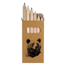 6 x 'Bear Portrait ' Short 85mm Pencils / Coloured Pencil Set PE00076230