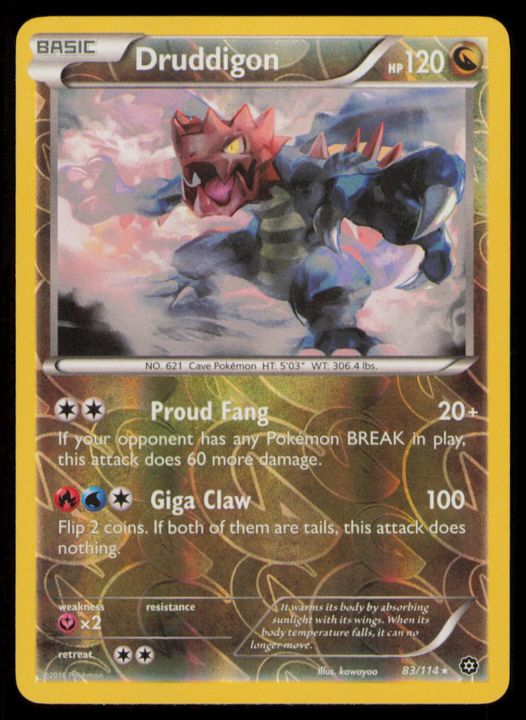 Druddigon 83/114 Rare Steam Siege Pokemon Reverse Holo Near Mint