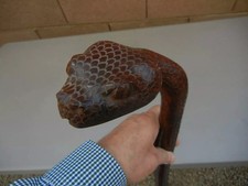 SNAKE Walking Stick Handmade Wood Carved Cane Rattlesnake Cobra