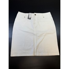 Christopher Banks Petite White Denim Skirt Studded Back Pocket Size 10P NWT K5