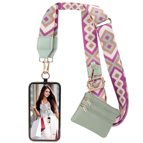 XANGNIER Clip and Go Strap for Phone with Wallet Crossbody, Phone Strap with Zip