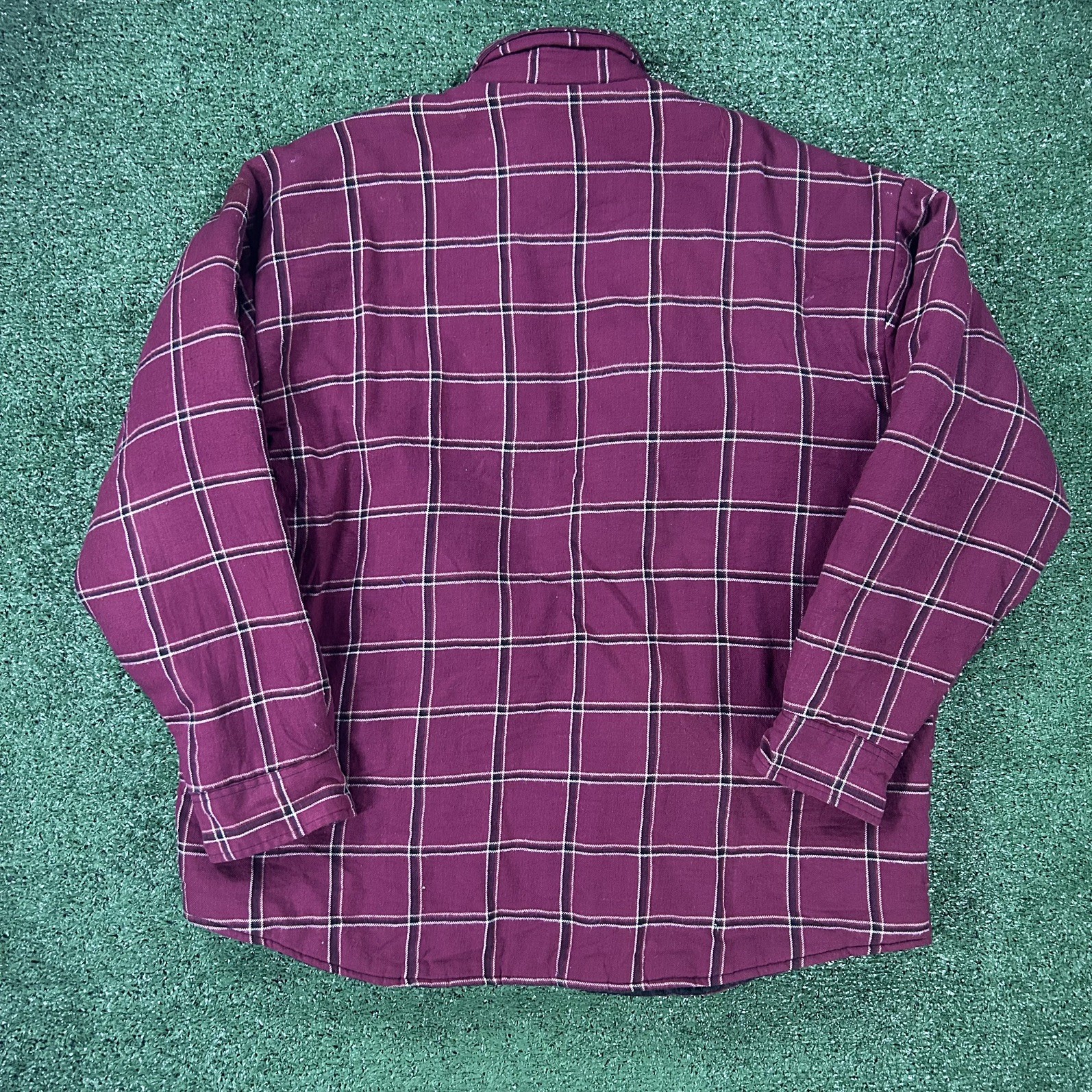 vtg y2k basic editions quilt lined flannel work shirt jacket shacket men’s large