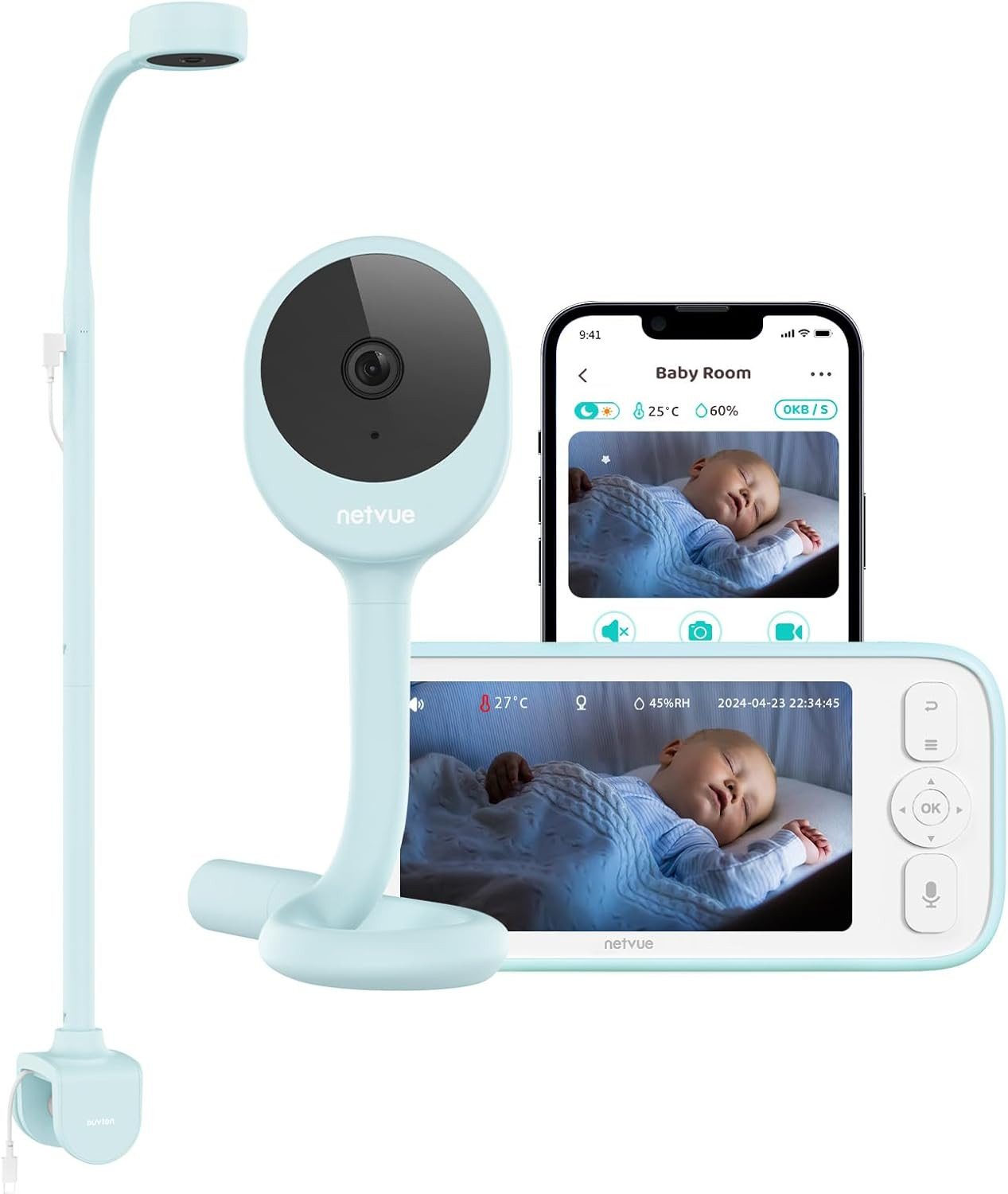 Upgraded Baby Monitor Camera, 5000Mah Baby Camera Monitor Audio, Baby Monitors w