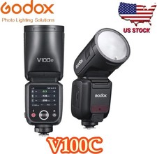 US Godox V100C TTL Round Head Camera Flash 100Ws Speedlight For Canon Cameras