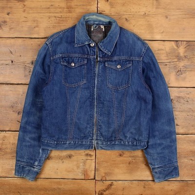 Vintage Montgomery Ward 101 Jeansjacke 44 Herren 60er Scovill Zip Decke gefüttert