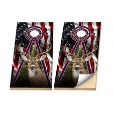 Premium Cornhole Vinyl Wraps - 3M Decal - Hunting - American Whitetail Buck